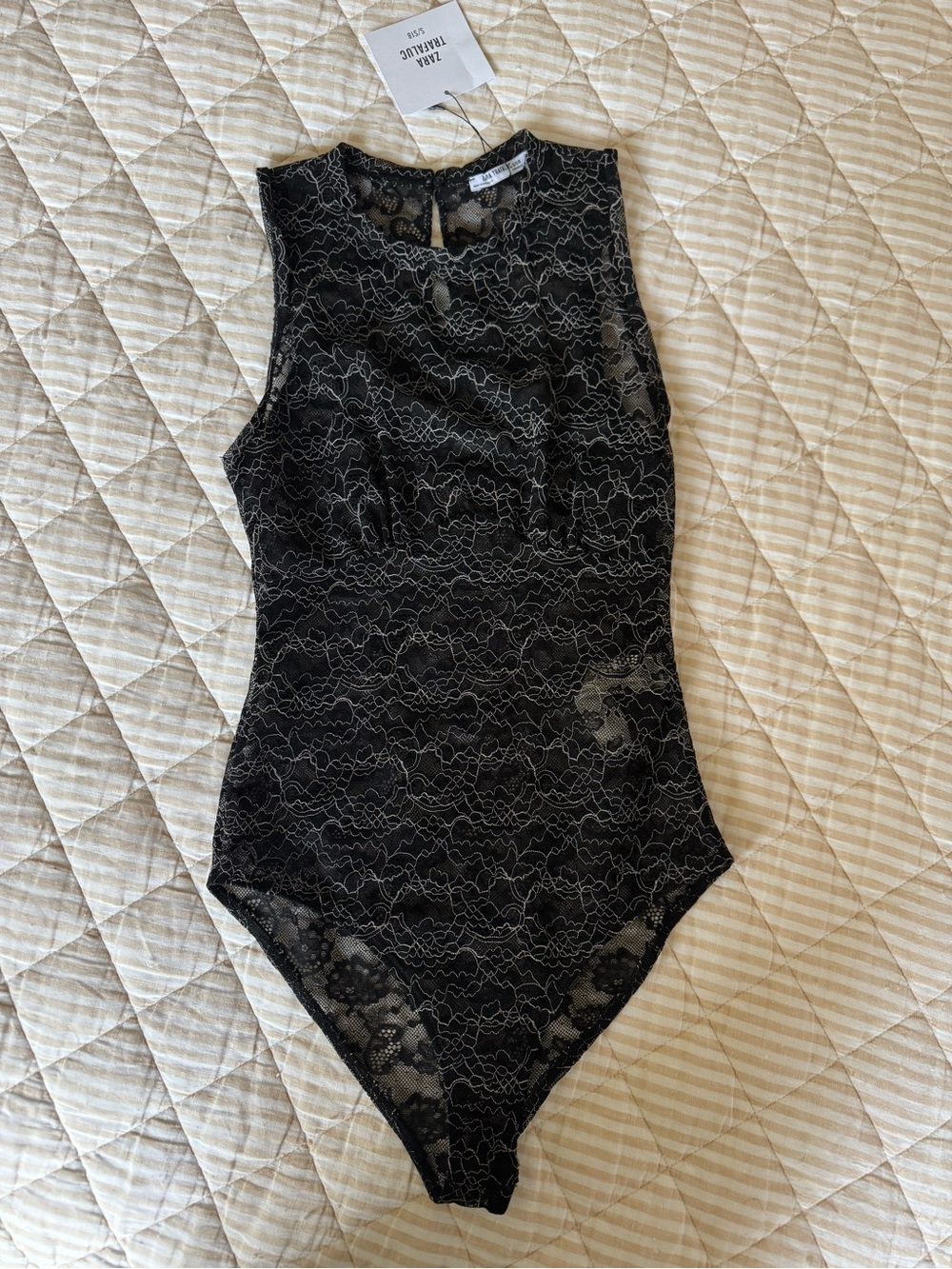 Zara Trafaluc Black Lace Bodysuit
